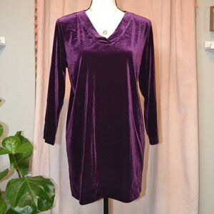 Lands’ End Purple Fall Velvet Tunic – Dark Grape – Size Medium (10–12) – NWT